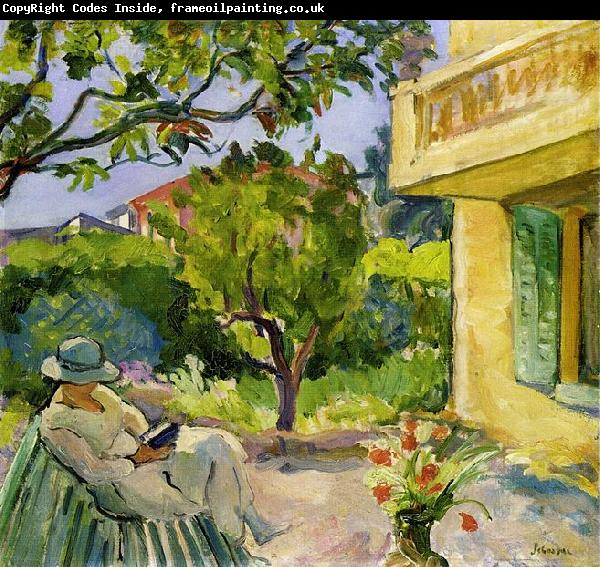 Lebasque, Henri Madame Lebasque Reading in the Garden